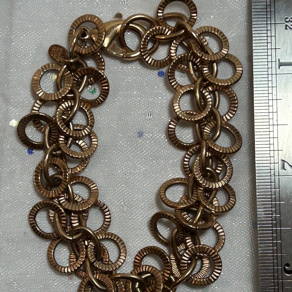 Estate Bronze Milor Italy Thick Circles Gold Plated Chain Bracelet
